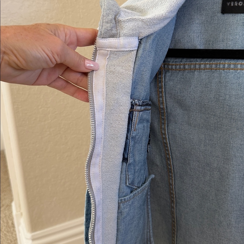 Veronica Beard Blue Jean Jacket with Gray Hoodie - Picture 5 of 6